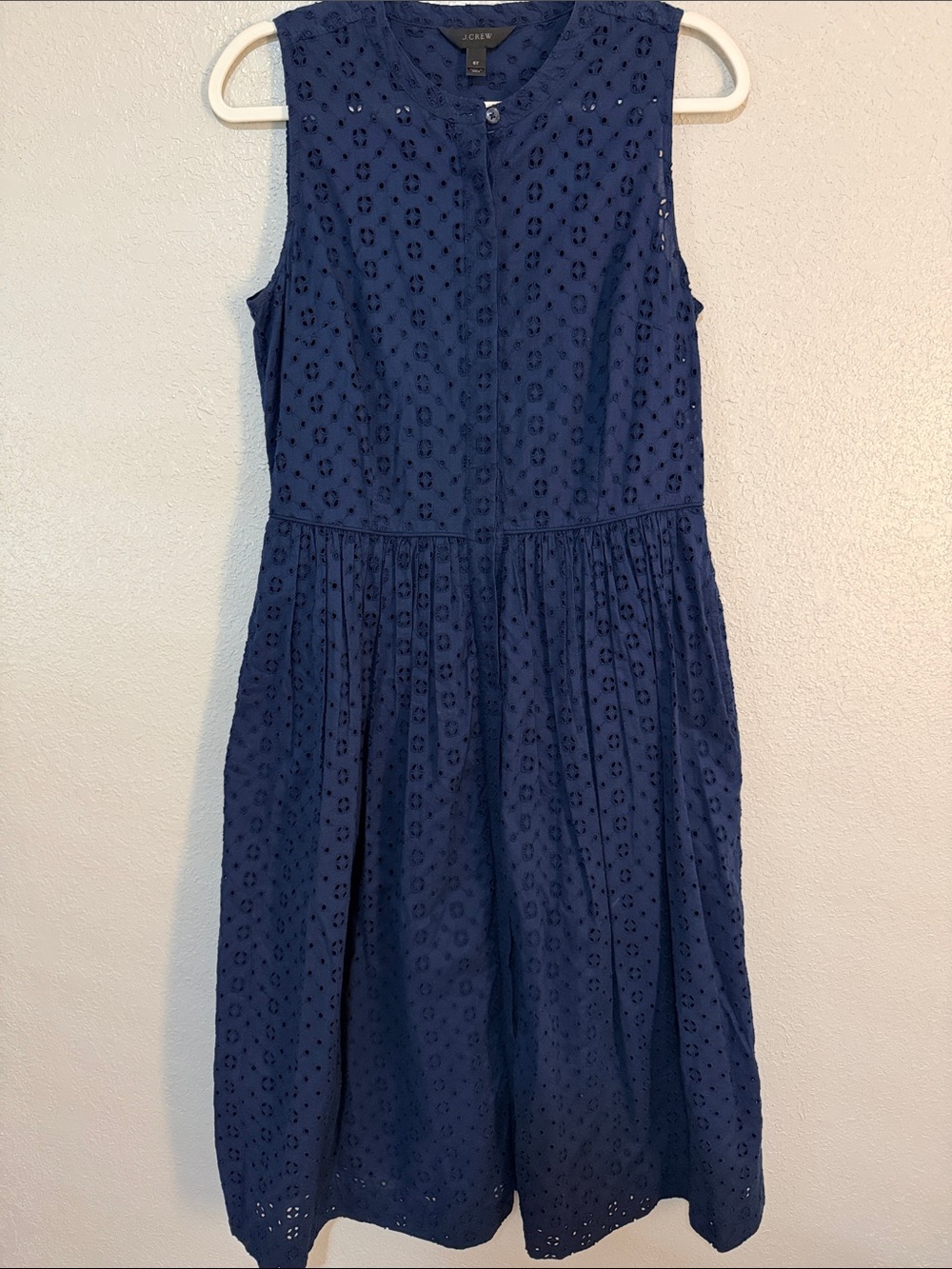 J. Crew Navy Eyelet Sleeveless Sundress